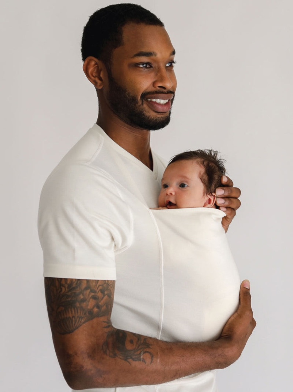 Lalabu Dad Shirt Men’s XL Ivory Cream V Neck Kangaroo Pouch NWT